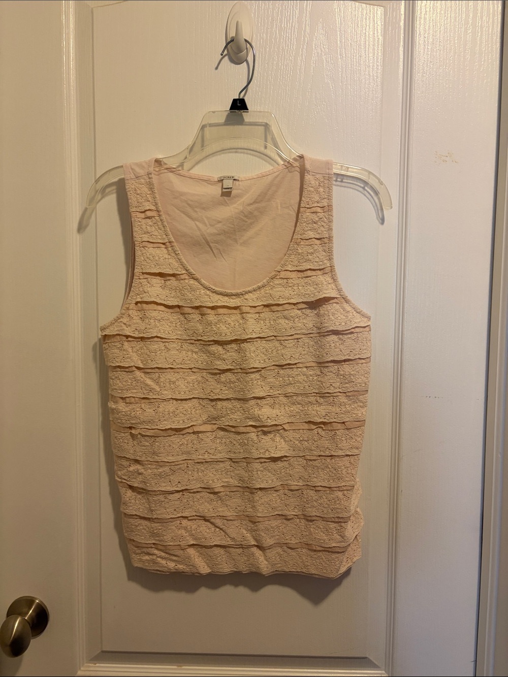 J. Crew Pale Pink Lace Ruffle Tank